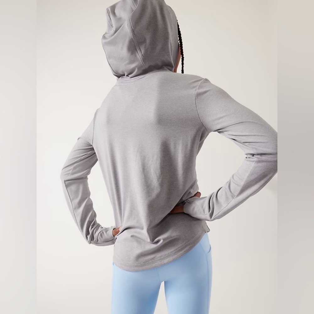 Athleta Girl Uptempo Hooded Top Silver Gray Youth XXL 16 NWT Athleisure Shirt